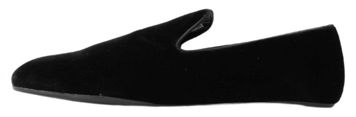 Black Cotton Velvet Men Slip On Loafer Shoes