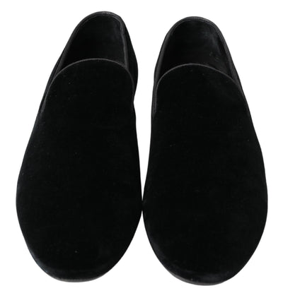 Black Cotton Velvet Men Slip On Loafer Shoes