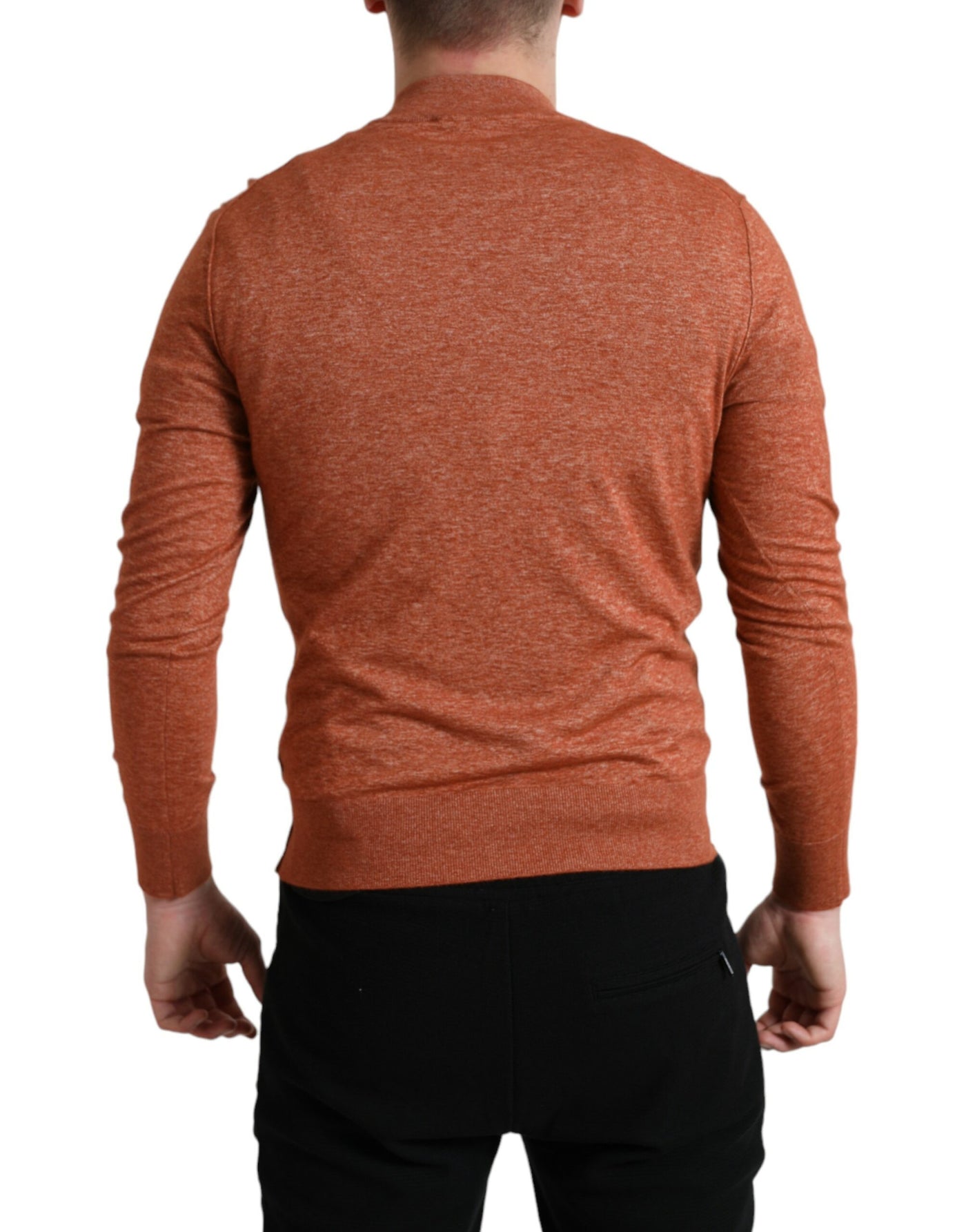 Orange Cashmere Crew Neck Pullover Sweater