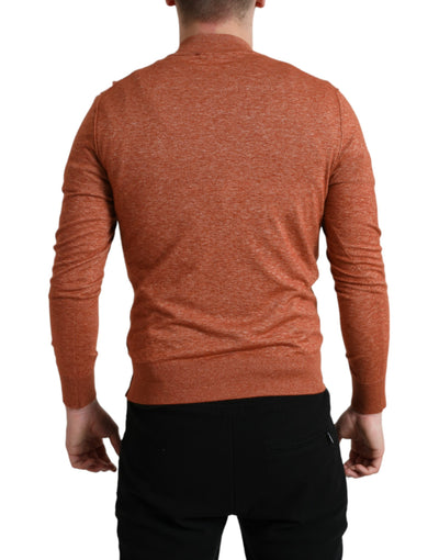 Orange Cashmere Crew Neck Pullover Sweater