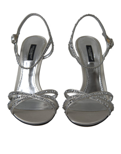 Silver Crystal Ankle Strap Sandals Shoes