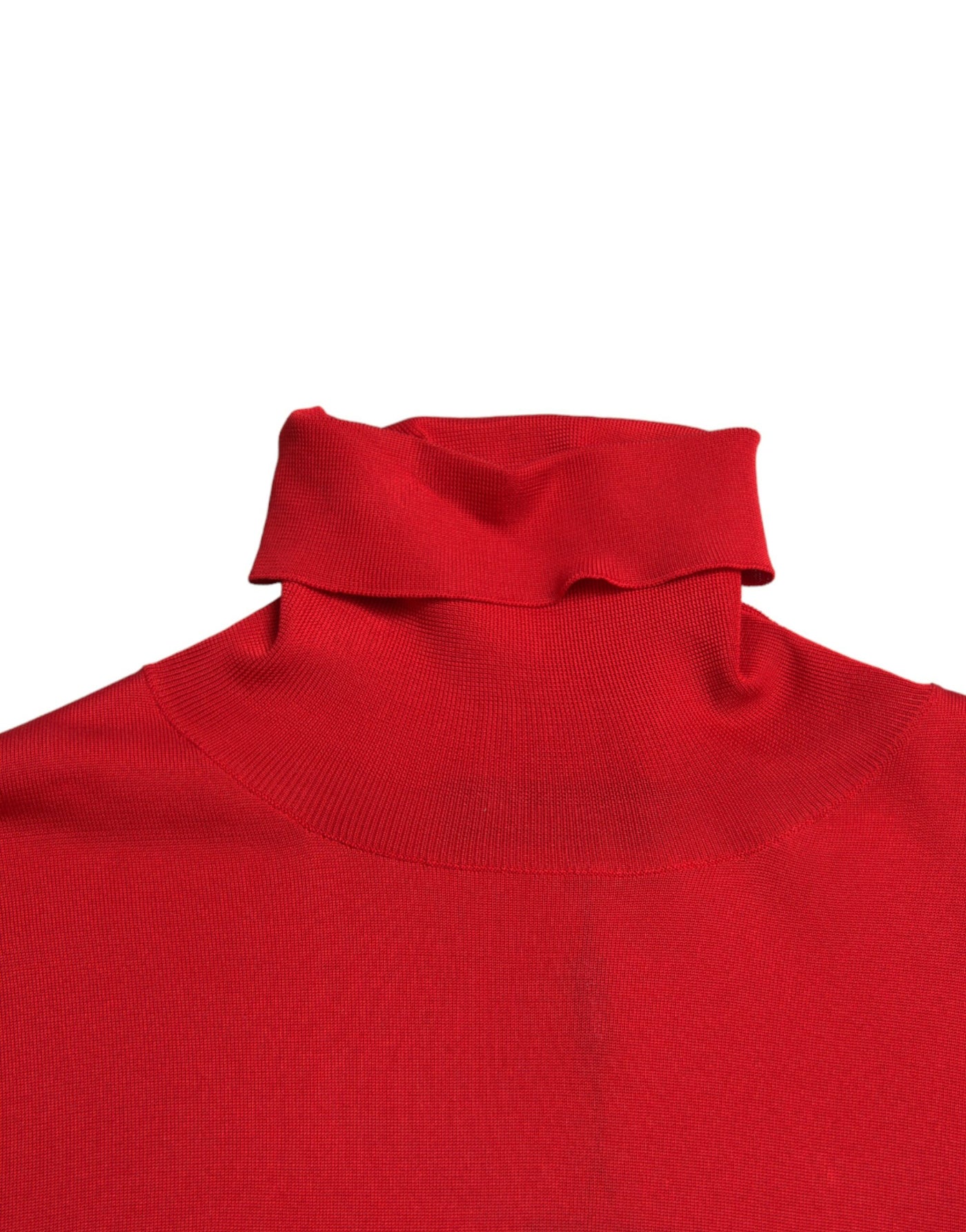 Red Silk Turtleneck Pullover Sweater