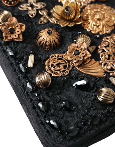 Black Embellished Baroque Crossbody Shoulder Bag