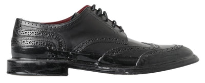 Black Leather Oxford Wingtip Formal Derby Shoes