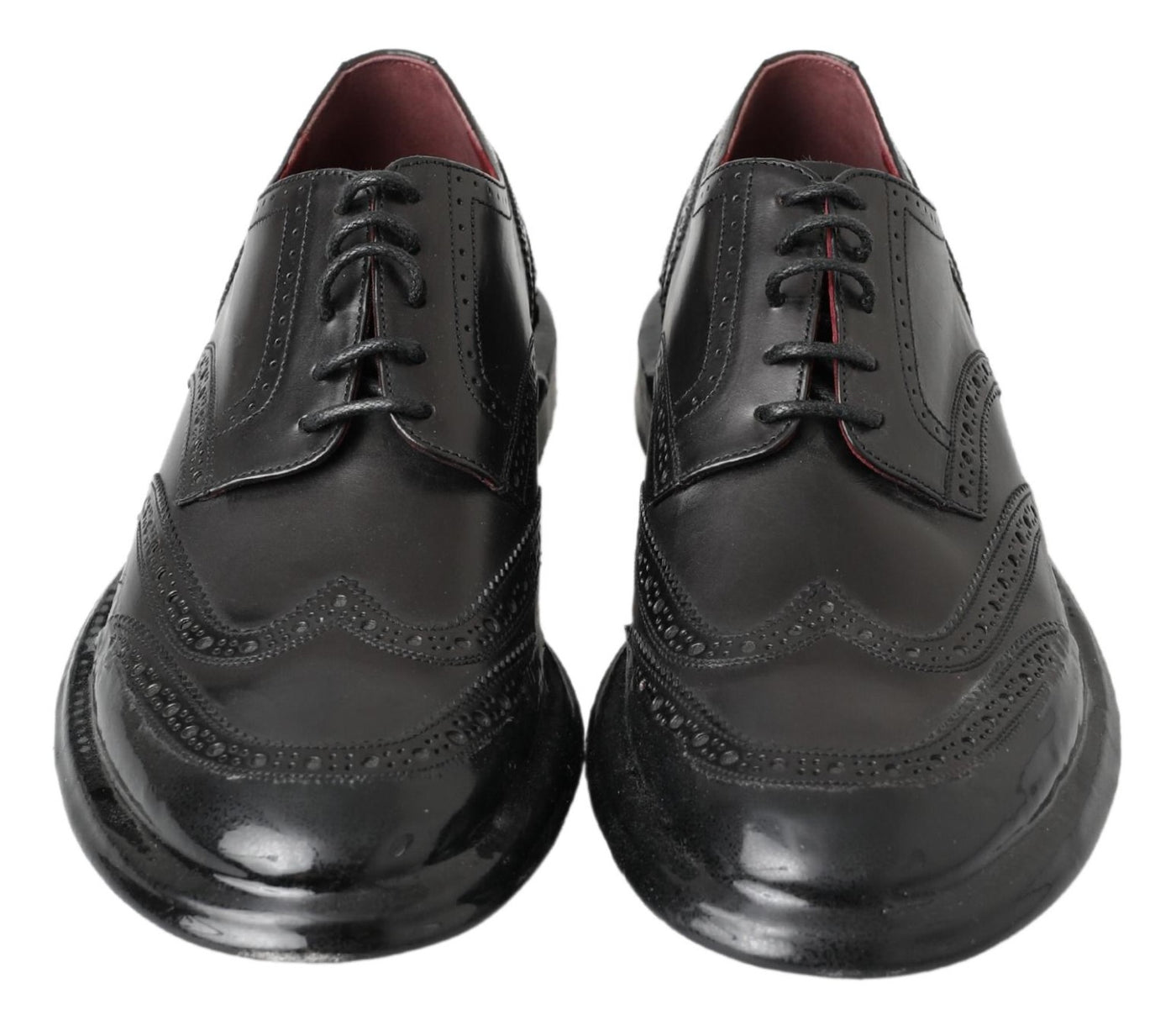 Black Leather Oxford Wingtip Formal Derby Shoes