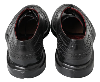 Black Leather Oxford Wingtip Formal Derby Shoes