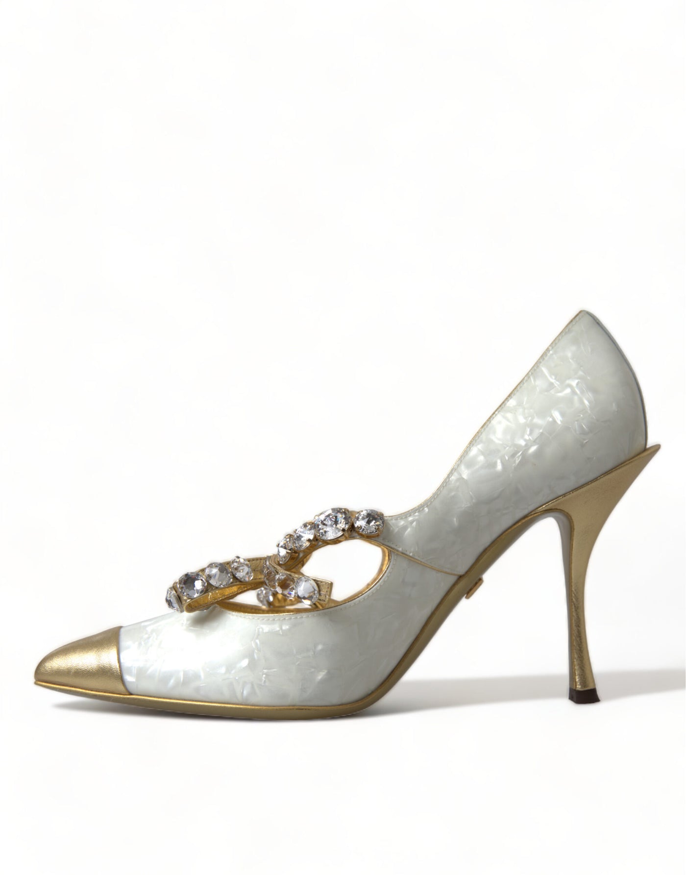 White Mary Jane Crystal Pearl Pumps Shoes