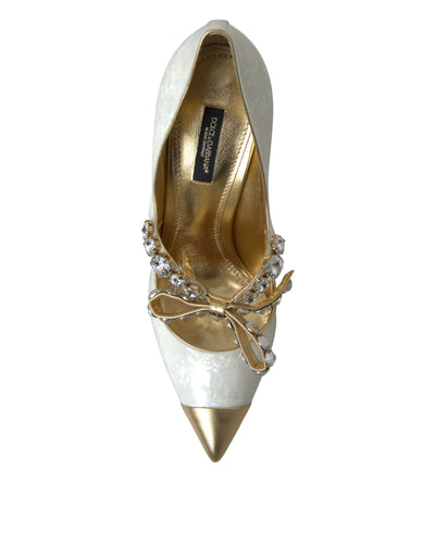 White Mary Jane Crystal Pearl Pumps Shoes