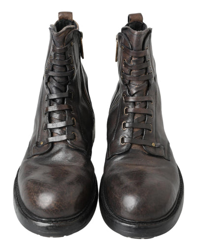 Brown Men Leather Ankle Boots Shoes