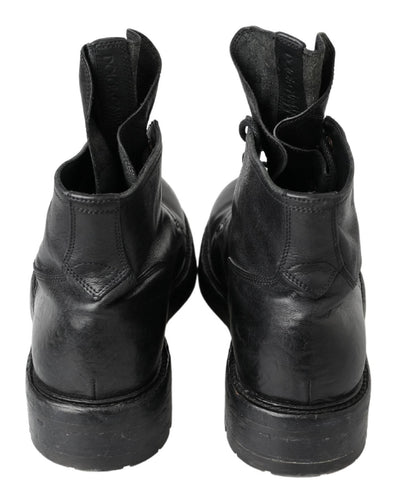 Black Men Leather Ankle Boots Shoes