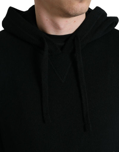 Black Cashmere Hooded Pullover Sweater