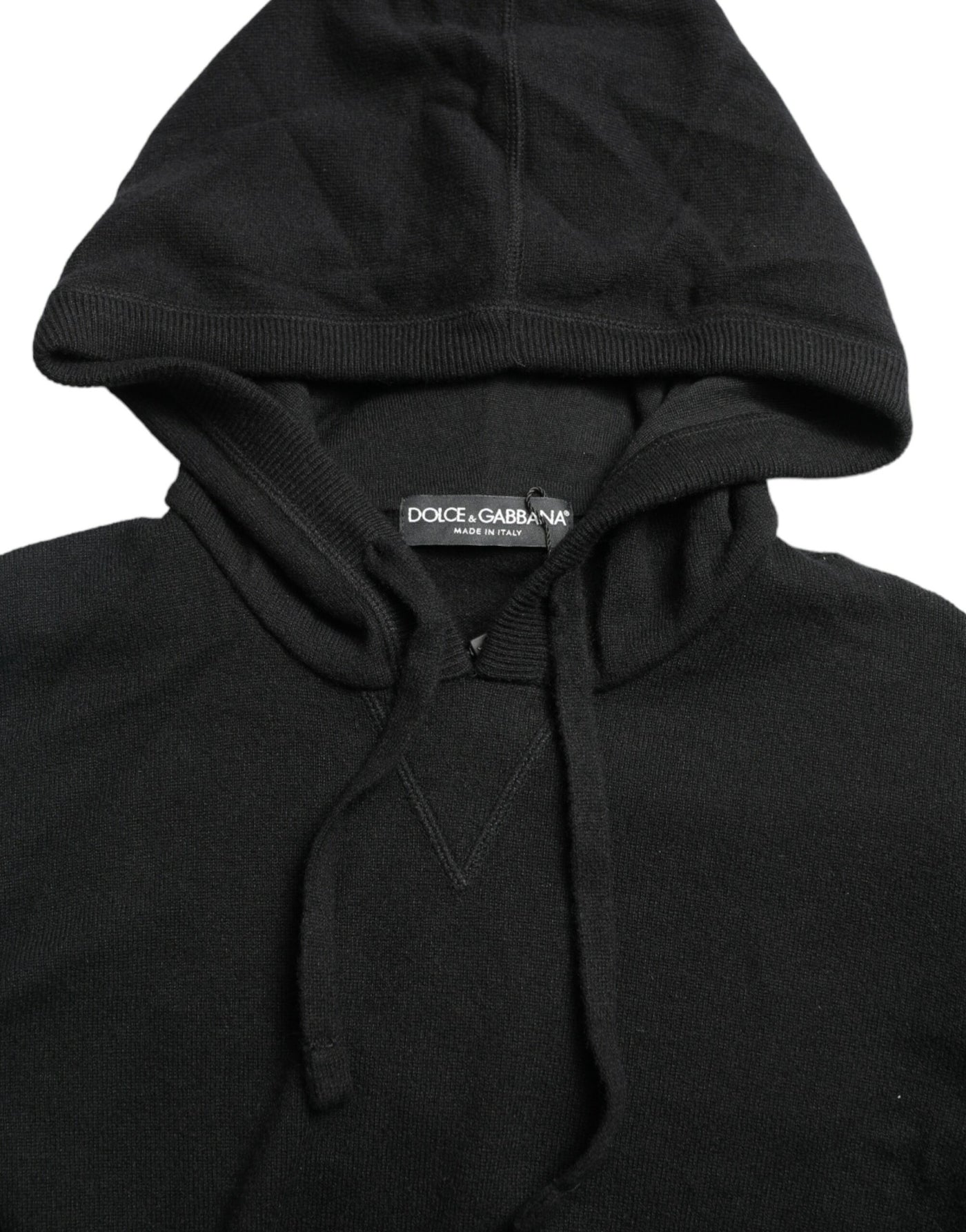 Black Cashmere Hooded Pullover Sweater