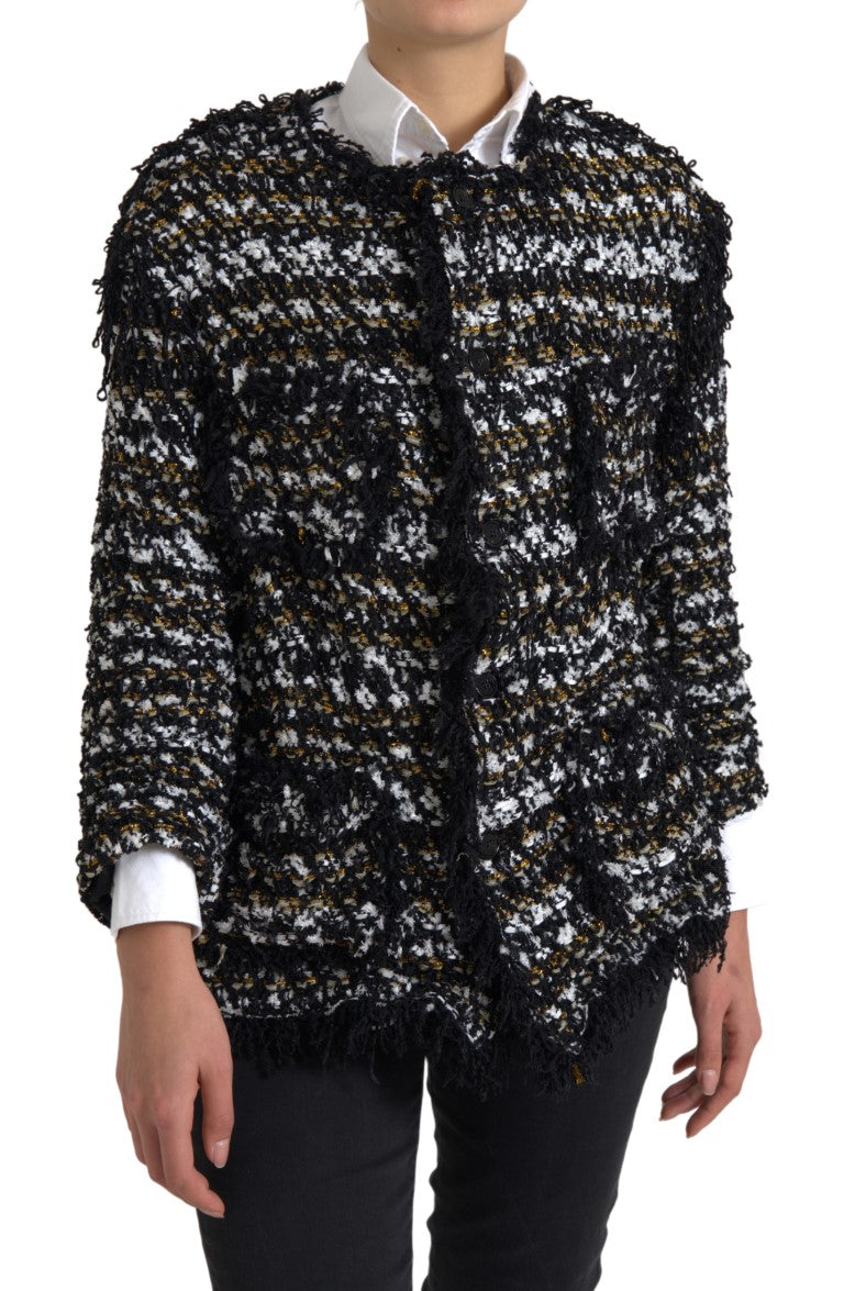 Multicolor Tweed Long Sleeve Jacket Blazer