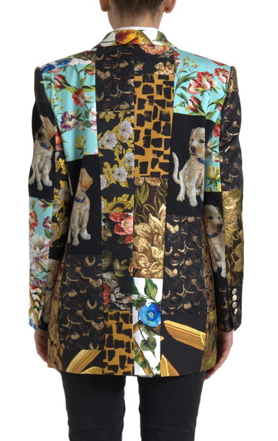 Multicolor Patchwork Jacquard Coat Blazer