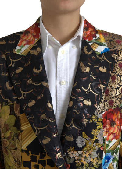 Multicolor Patchwork Jacquard Coat Blazer