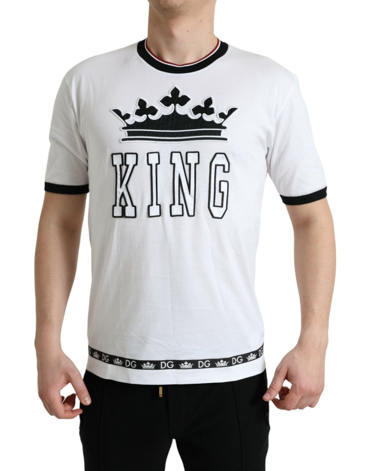 White Crown King Cotton Crew Neck T-shirt