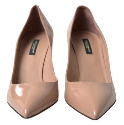 Beige Leather Pumps Patent Heels Shoes