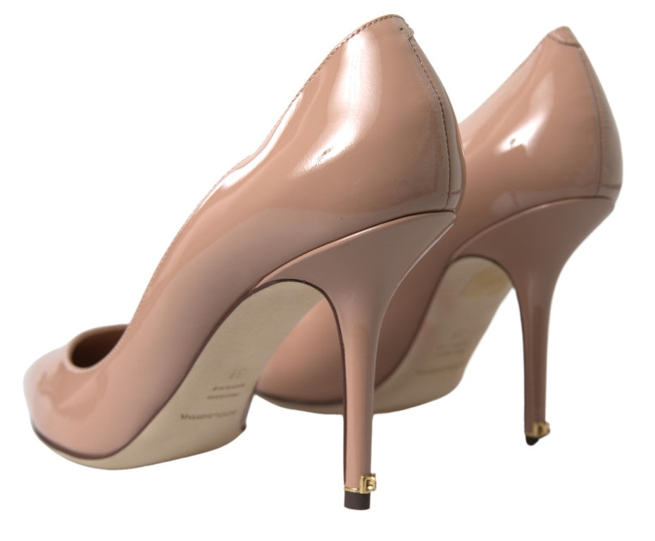 Beige Leather Pumps Patent Heels Shoes