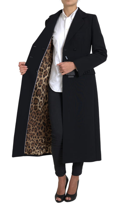 Black Leopard Long Coat Blazer Jacket