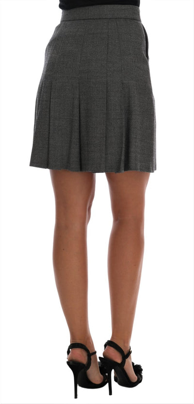 Gray Wool High Waist Mini Shorts