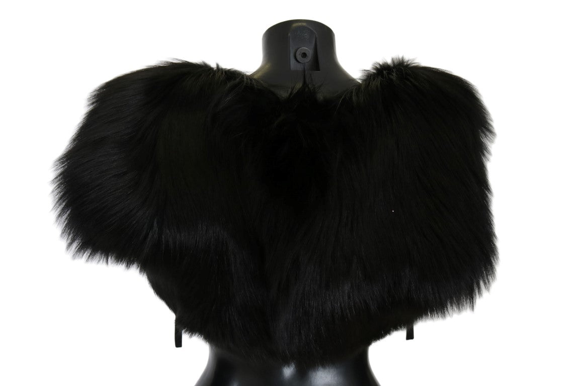 Black Silver Fox Fur Scarf