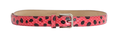 Pink Polka Snakeskin Silver Buckle Belt