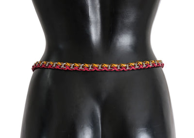 Red Yellow Leather Crystal Belt