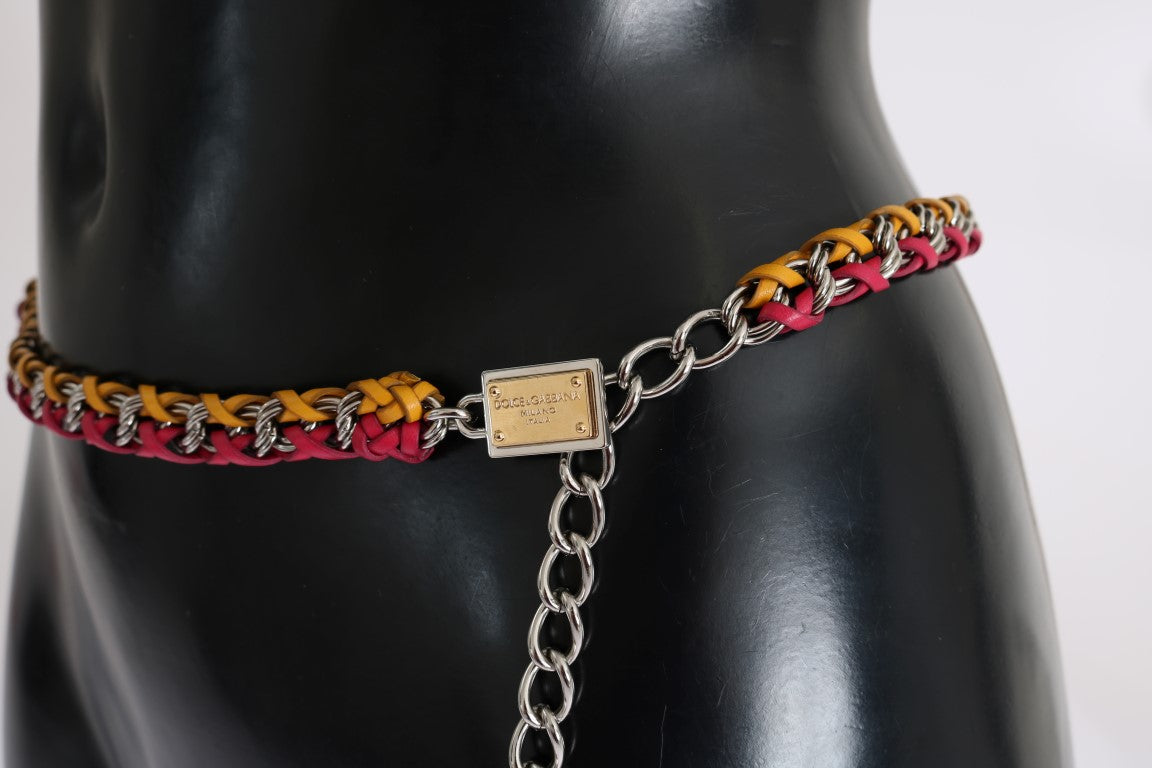 Red Yellow Leather Crystal Belt