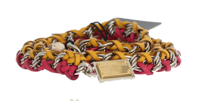 Red Yellow Leather Crystal Belt