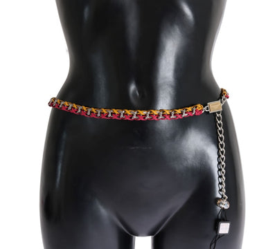 Red Yellow Leather Crystal Belt