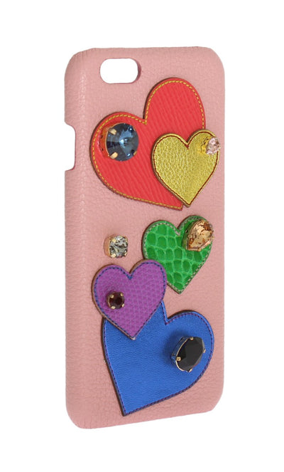 Pink Leather Heart Crystal Phone Case