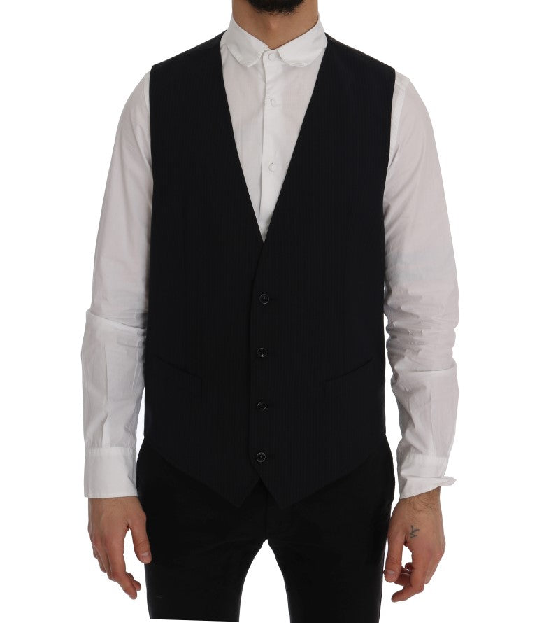 Black STAFF Wool Striped Vest