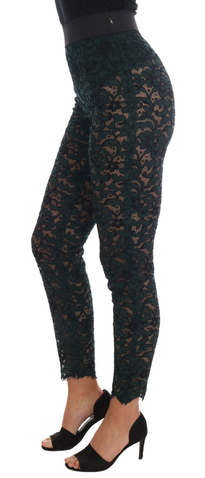 Green Floral Lace Leggings Pants