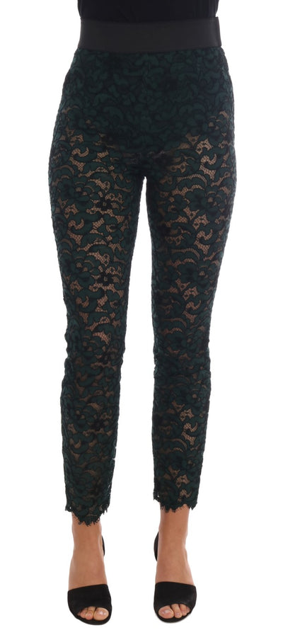 Green Floral Lace Leggings Pants