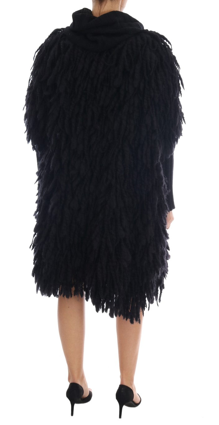 Black Fringes Wool Pullover Sweater