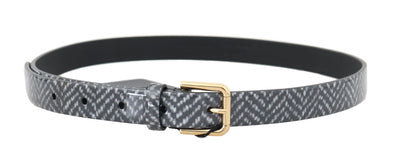 Black White Chevron Pattern Leather Belt