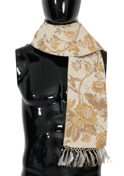 Beige Gold Jacquard Cotton Scarf