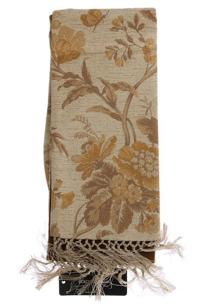 Beige Gold Jacquard Cotton Scarf