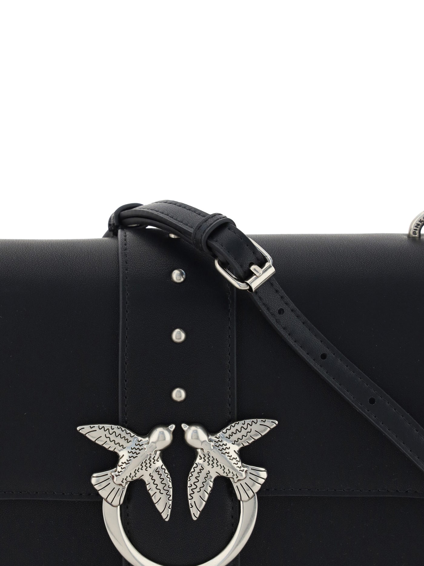 Black Leather Love One Classic Shoulder Bag