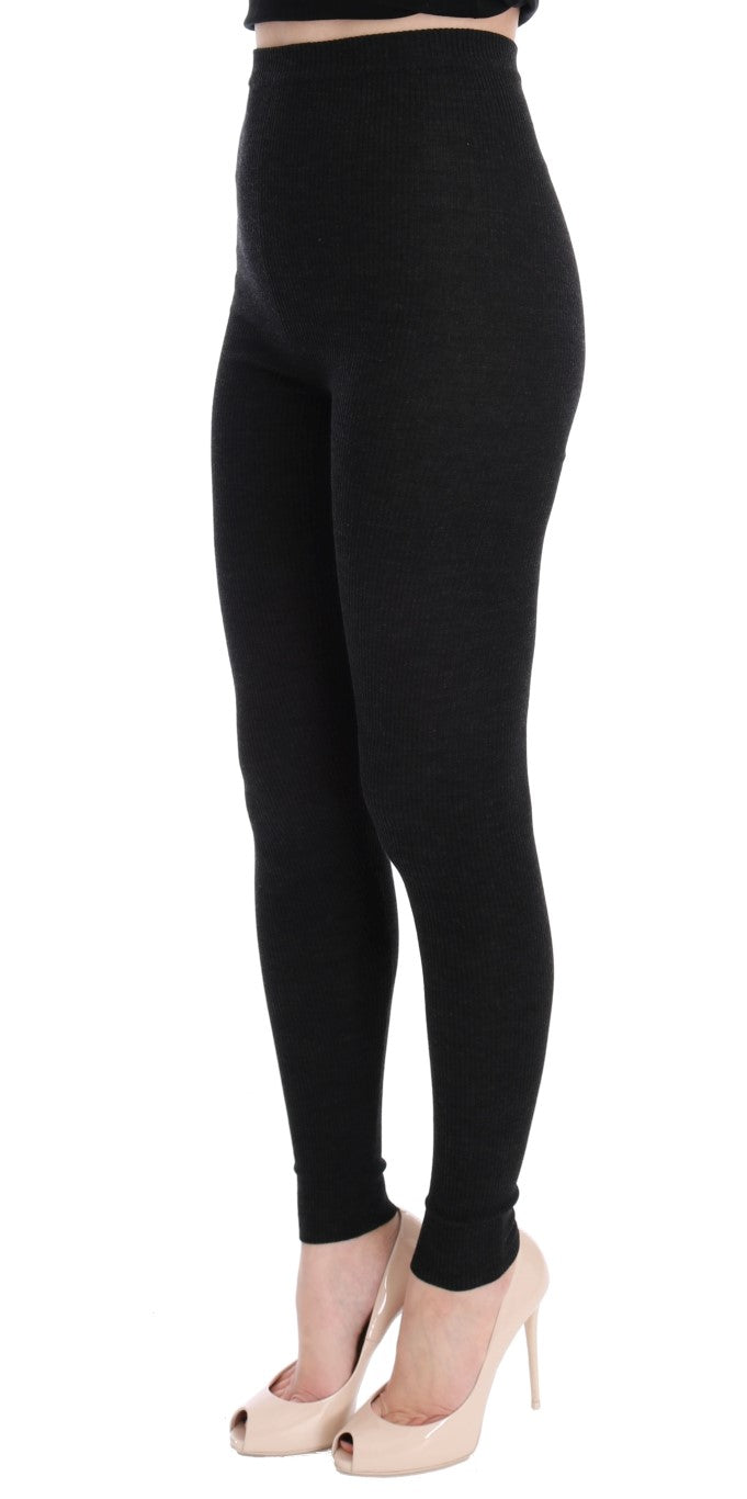 Gray Wool Stretch Tights