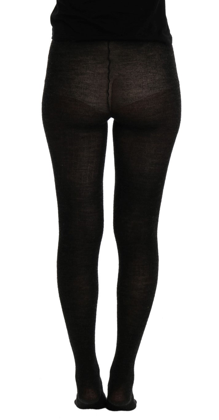 Gray Wool Blend Stretch Tights