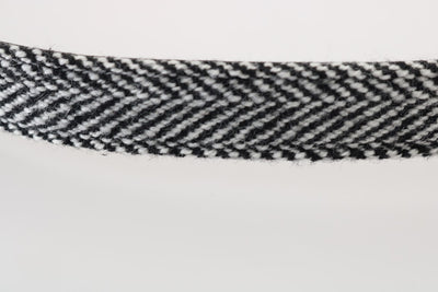 Black White Chevron Wool Leather Belt