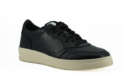 Black Leather Low Top Sneakers