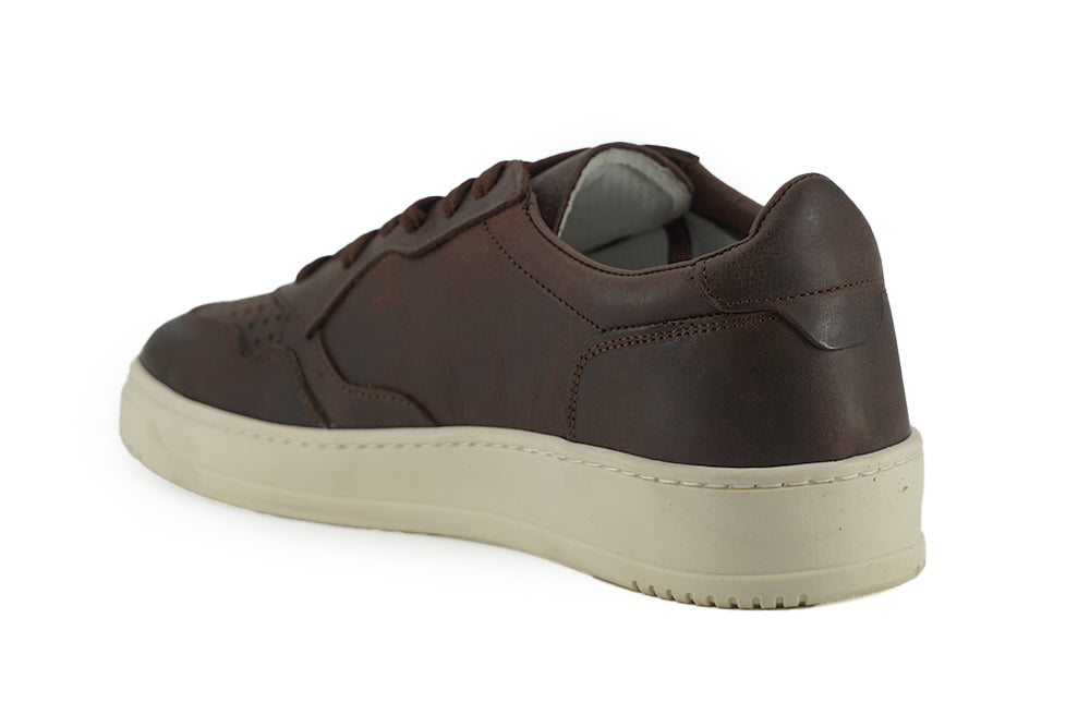 Brown Leather Low Top Sneakers