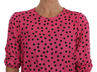 Pink Polka Dotted Silk Blouse