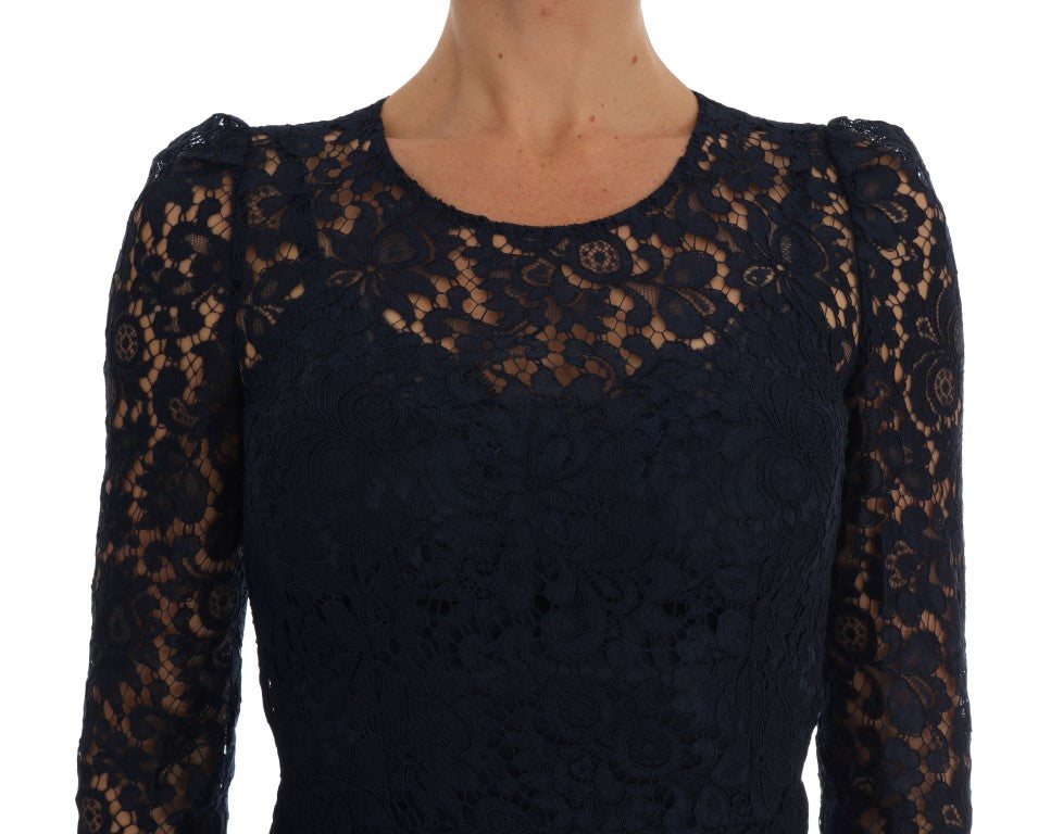 Blue Taormina Floral Lace Sheath Dress