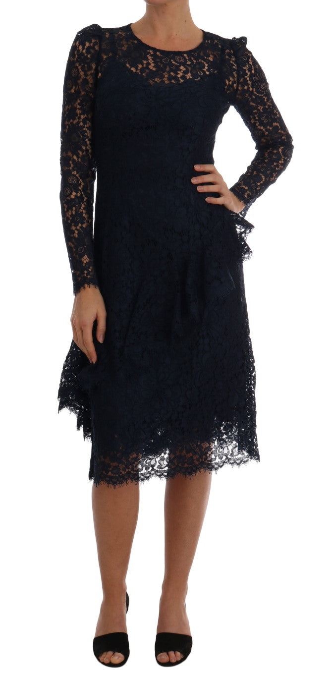 Blue Taormina Floral Lace Sheath Dress