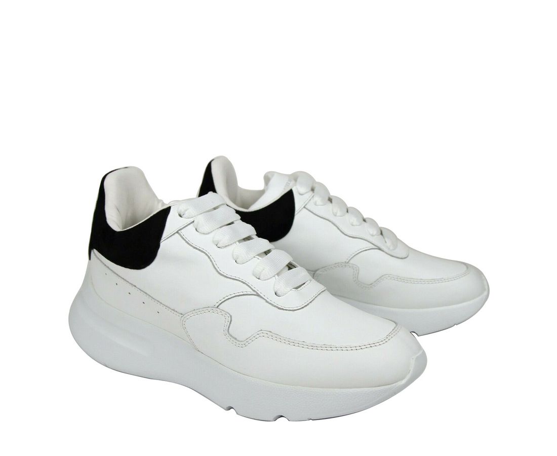 Alexander McQueen Women White Leather Suede Sneaker