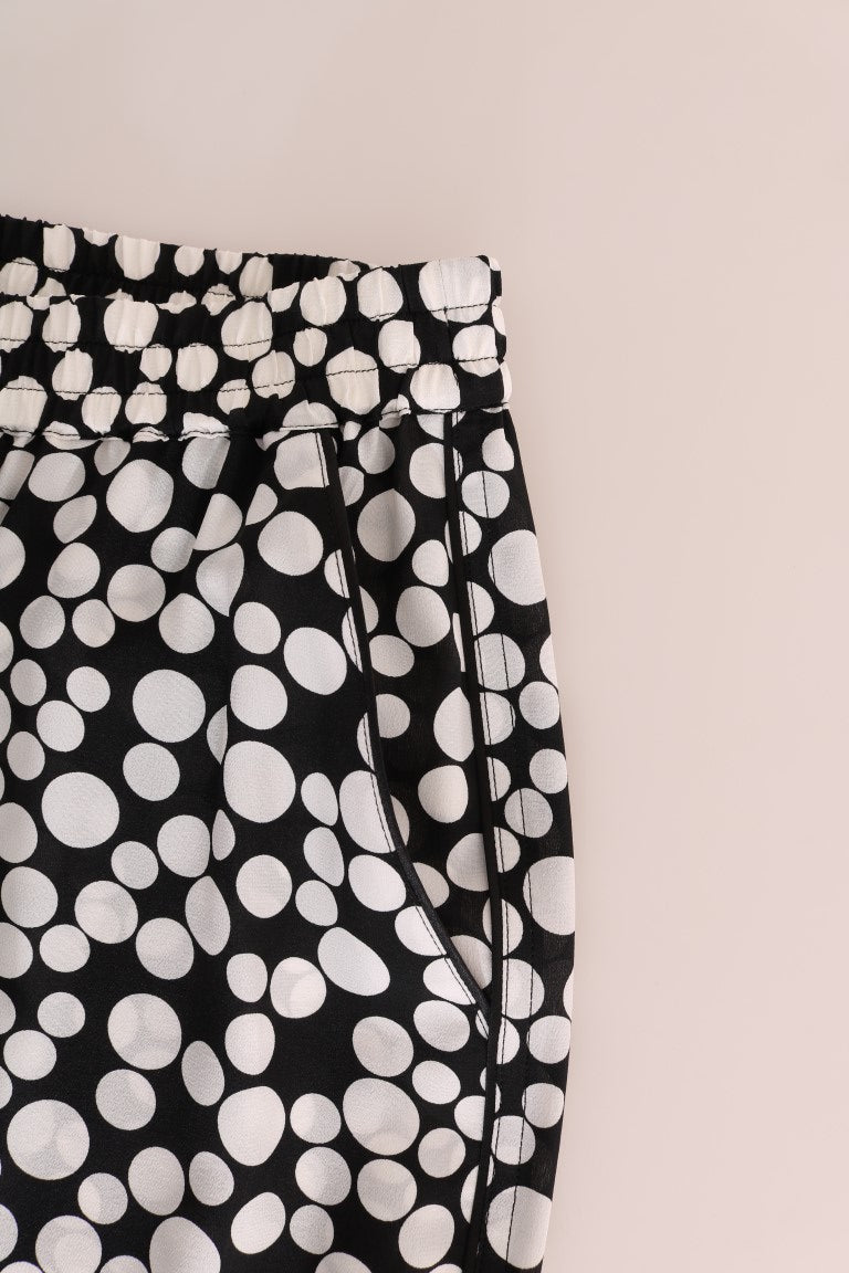 Black White Polka Dottes Silk Pants