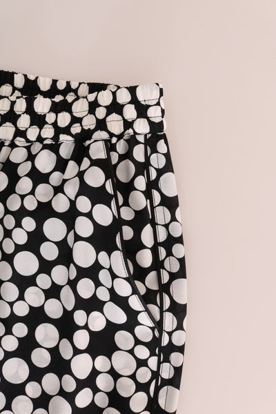 Black White Polka Dottes Silk Pants